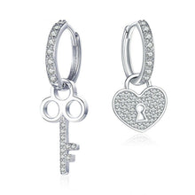 Women's Heart & Key Earrings