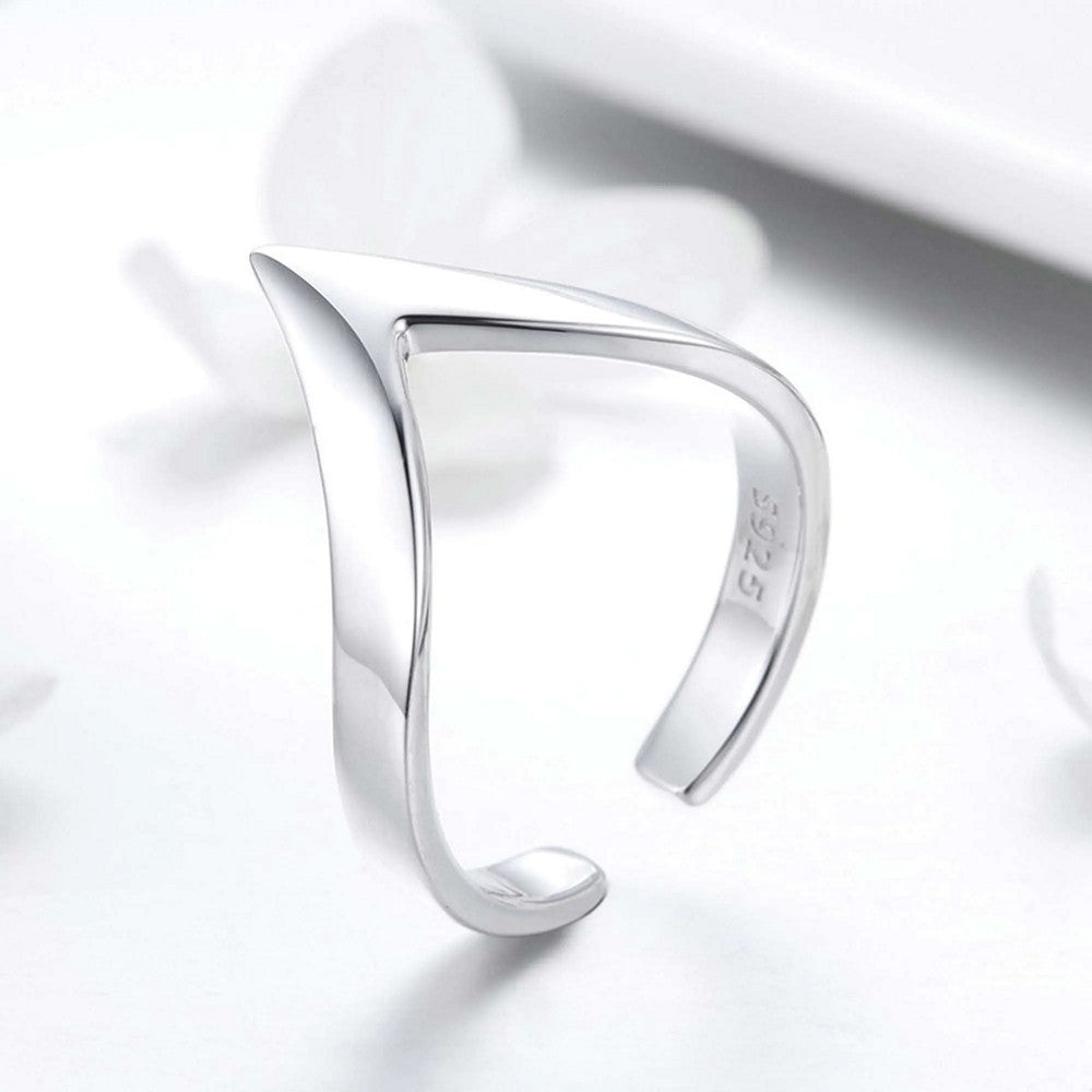 Wave Geometric Love Adjustable Ring