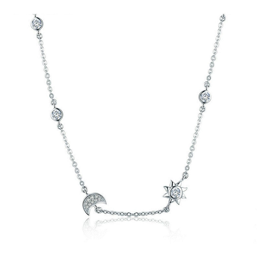 Sparkling Moon and Star Exquisite Pendant Necklaces