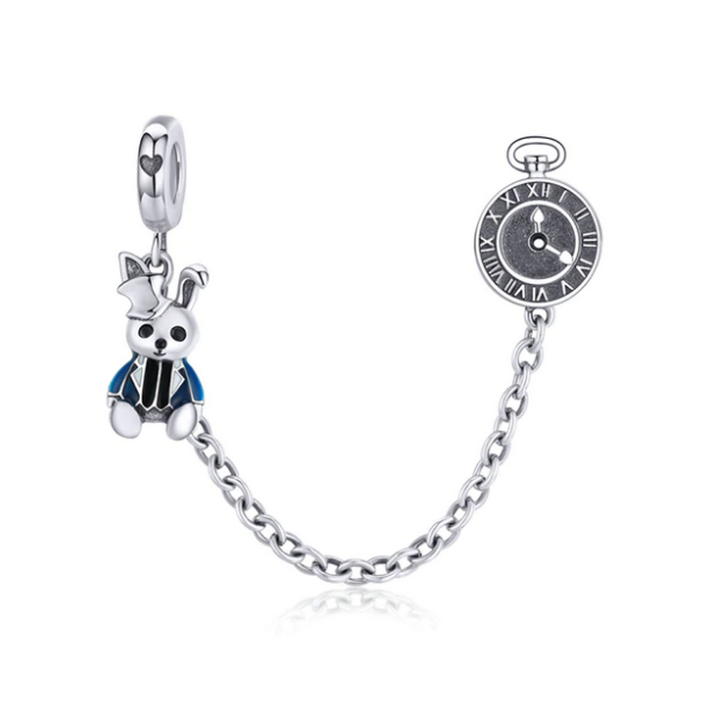 Magical Rabbit and Clock Safety Chain Charm