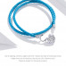 Blue leather bracelet Heart with lock