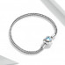 Heart-Shaped Charm & Beads Bracelet 925 Sterling Silver Snake Chain Basic Bracelet