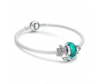 Daisy Flower+Green Glass Beads Charms+Bracelets 