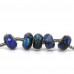 Charm Bead Blue Murano Glass Faceted Colorful Foil 1pcs