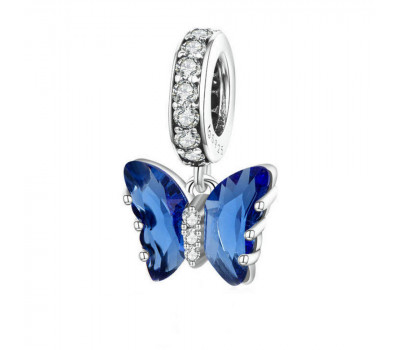 Blue Butterfly Murano Glass Charm Pendant