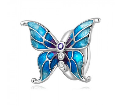 Butterfly Bead-Silver Silicone Ring