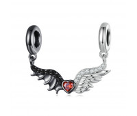 Black and White Wings Pendant Charm
