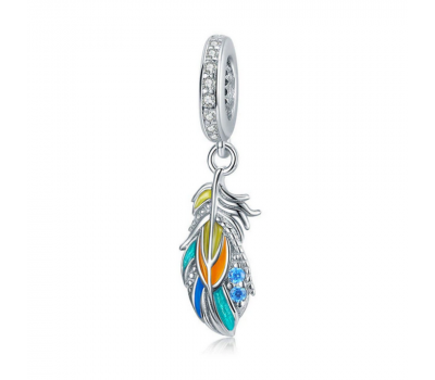 Peacock Colorful Feather Pendant Charm