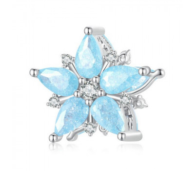 Aquamarine Snowflake Bead Charms 