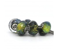 Green Glass Faceted Colorful Foil Charm Bead Murano 1pcs