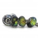 Green Glass Faceted Colorful Foil Charm Bead Murano 1pcs