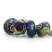 Blue and Gold Murano Glass Faceted Colorful Foil Charm Bead 1pcs