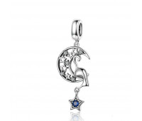 Vintage Moon and Star Cat Pendant Charm