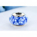 Blue Flower Pattern Murano Glass Beads Charms