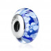 Blue Flower Pattern Murano Glass Beads Charms