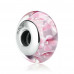 Lovely Pink Flower Pattern Murano Glass Beads Charms