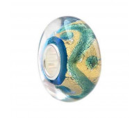Green and gold Murano Glass Charm Beads