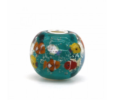 Colorful 3D Animals Fish  Murano Glass Charm