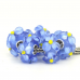Blue 3D Flowers Murano Glass Charm Beads 1pcs
