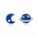 Blue Moon & Star Galaxy Stud Earrings