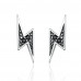Elegant black earrings with lightning bolt