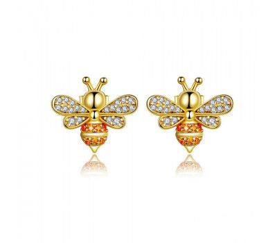 Earrings with bee crystals