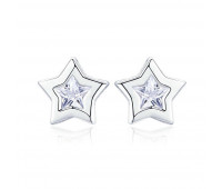 Small cubic zirconia star-shaped earrings