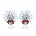 Red ladybird earrings with chrysanthemum
