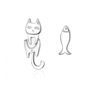 Cat and fish earrings