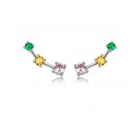 Exquisite multicoloured square zircon earrings