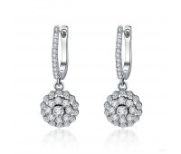 Round earrings with zircon