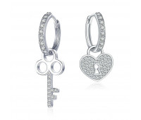 Women's heart and key earrings