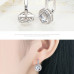 Silver round love earrings