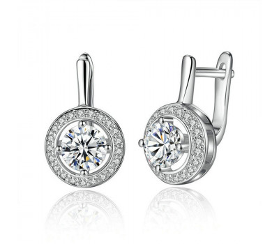 Silver round love earrings