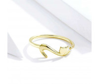 Cat with Long Tail Open ring golden
