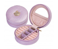 Round jewelry box with lock, purple