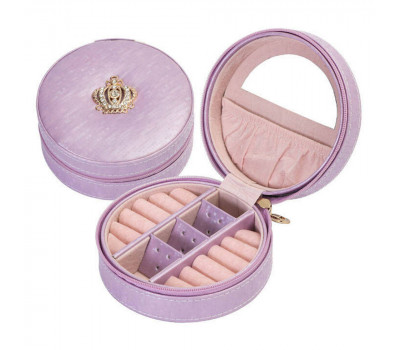 Round jewelry box with lock, purple